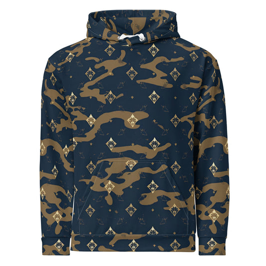 Gold Diamond Navy Camo – Premium AOP Hoodie - 33LABEL