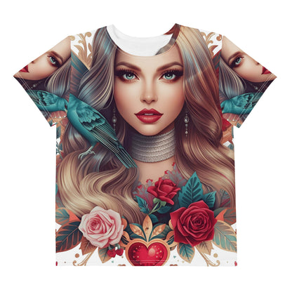 Angelic Rose Wings – Youth Fantasy AOP T-Shirt - 33LABEL