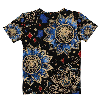 Blue Mandala Gold – Luxury AOP Women’s Crew Neck T-Shirt - 33LABEL