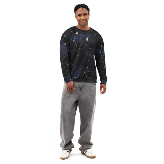 Celestial Map Sweatshirt – Gold Constellations Navy AOP - 33LABEL