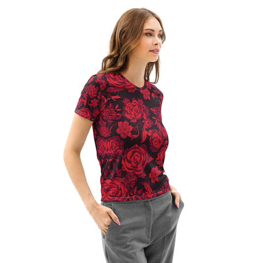 Eternal Roses Red – Luxury AOP Women’s Crew Neck T-Shirt - 33LABEL