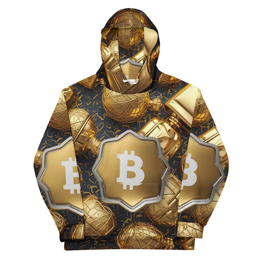 Luxury Gold Bitcoin All - Over Print Hoodie – Cryptocurrency Themed Pullover - 33LABEL